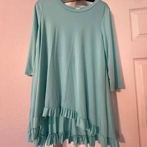 Aqua Ruffle Hem Tunic Top